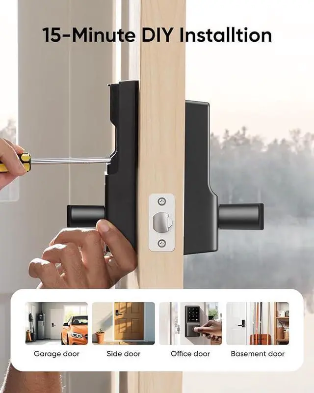 Alt view image 5 of 6 - eufy Smart Lock C33, Keyless Fingerprint Door Lock with Handle, Integrated Wi-Fi, Remote Control via App, Biometric Entry Knob, Auto-Locking, IP53 Waterproof (2025 New Version)