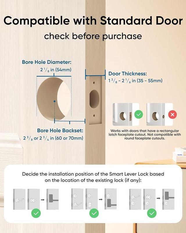 Alt view image 6 of 6 - eufy Smart Lock C33, Keyless Fingerprint Door Lock with Handle, Integrated Wi-Fi, Remote Control via App, Biometric Entry Knob, Auto-Locking, IP53 Waterproof (2025 New Version)