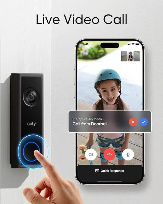 Alt view image 3 of 6 - eufy Security Video Doorbell C30, Battery Powered, 2K FHD, 16:9 Expanded View, Easy Installation, Ring Call, Human and Motion Detection, HomeBase S380 Compatible, No Monthly Fee