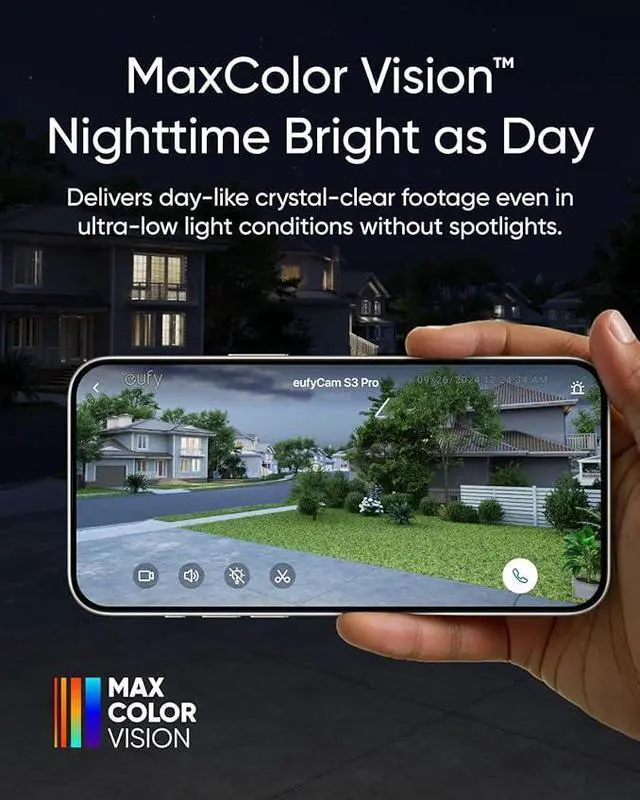 Alt view image 2 of 7 - eufy Security eufyCam S3 Pro 3-Cam Kit, Solar Camera Outdoor Wireless, MaxColor Night Vision, 4K Security Camera with Solar Panel, Face Recognition AI, Expandable Local Storage, No Monthly Fee