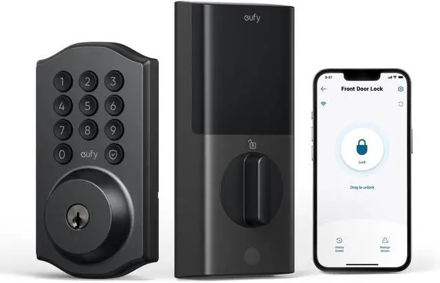 Main image of eufy Security Smart Lock C30, Keyless Entry Door Lock, Built-in WiFi Deadbolt, Smart Lock for Front Door, No Bridge Required, Easy Installation, App Remote Control, Auto Lock, Traditional, Black
