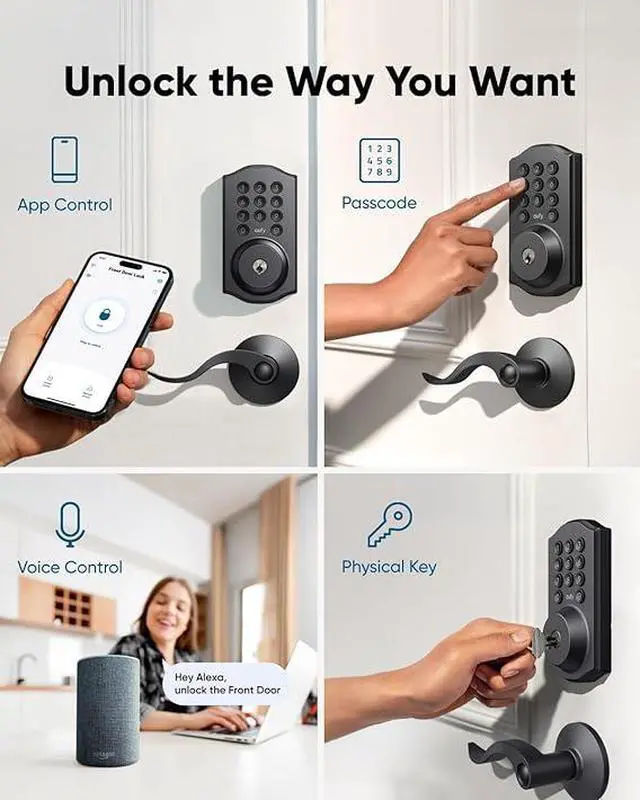 Alt view image 3 of 7 - eufy Security Smart Lock C30, Keyless Entry Door Lock, Built-in WiFi Deadbolt, Smart Lock for Front Door, No Bridge Required, Easy Installation, App Remote Control, Auto Lock, Traditional, Black
