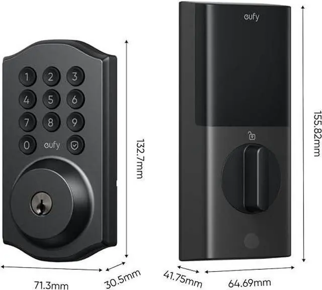 Alt view image 7 of 7 - eufy Security Smart Lock C30, Keyless Entry Door Lock, Built-in WiFi Deadbolt, Smart Lock for Front Door, No Bridge Required, Easy Installation, App Remote Control, Auto Lock, Traditional, Black