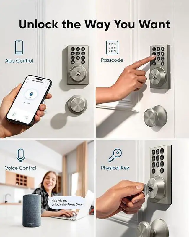 Alt view image 3 of 6 - eufy Security Smart Lock C30, Keyless Entry Door Lock, Built-in WiFi Deadbolt, Smart Lock for Front Door, No Bridge Required, Easy Installation, App Remote Control, Auto Lock, Nickel