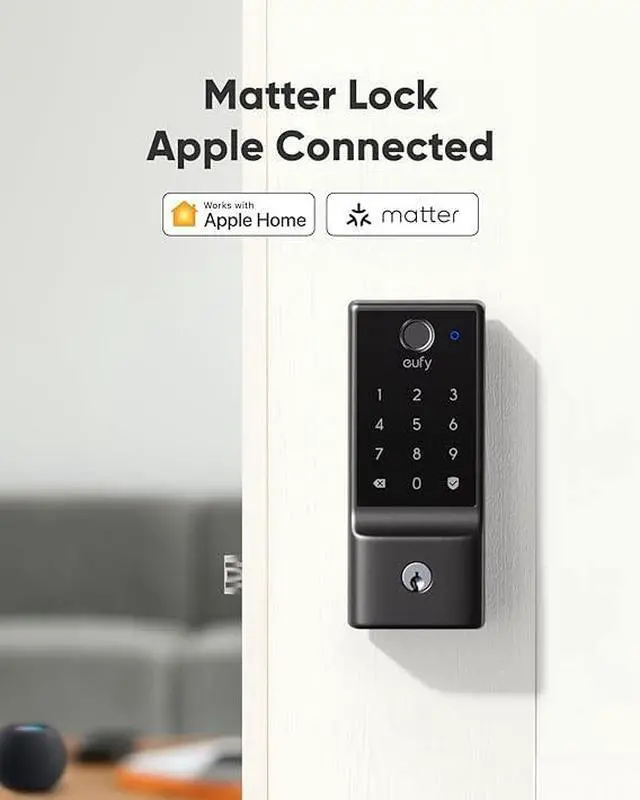 Alt view image 2 of 7 - eufy Smart Lock E31, Fingerprint Keyless Entry Door Lock with Apple Home Ecosystem, Smart Door Lock for Front Door or Back, Supports Matter, Apple Home, Alexa, Google Home, 10000mAh Battery, Auto Lock