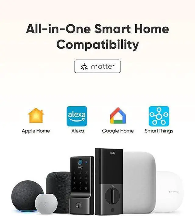 Alt view image 4 of 7 - eufy Smart Lock E31, Fingerprint Keyless Entry Door Lock with Apple Home Ecosystem, Smart Door Lock for Front Door or Back, Supports Matter, Apple Home, Alexa, Google Home, 10000mAh Battery, Auto Lock