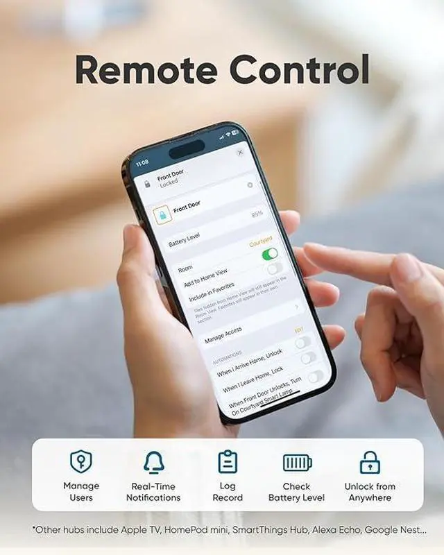 Alt view image 5 of 7 - eufy Smart Lock E31, Fingerprint Keyless Entry Door Lock with Apple Home Ecosystem, Smart Door Lock for Front Door or Back, Supports Matter, Apple Home, Alexa, Google Home, 10000mAh Battery, Auto Lock