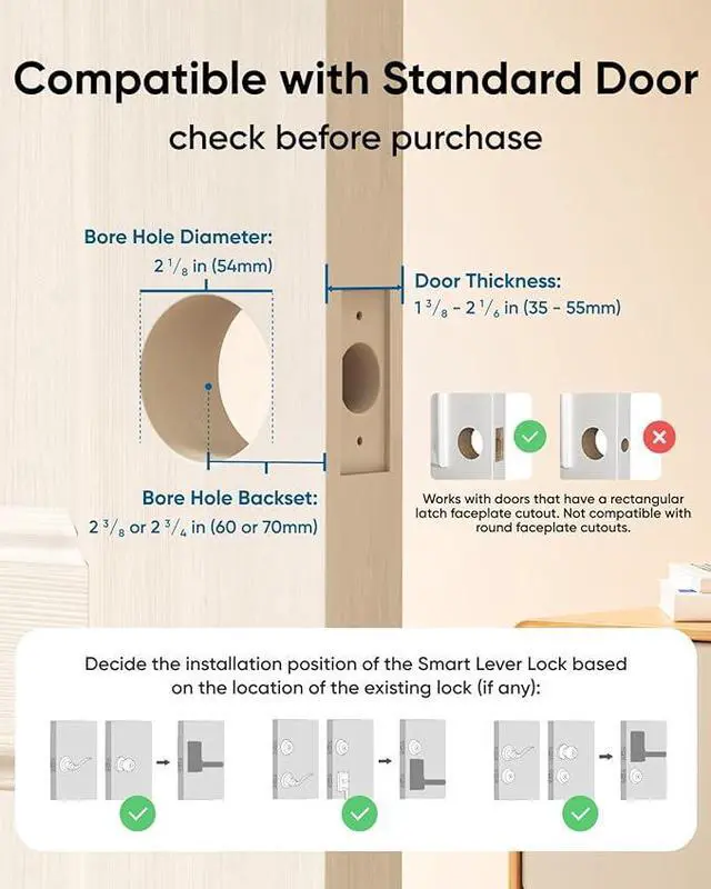 Alt view image 6 of 6 - eufy Smart Lever Lock C33, Keyless Fingerprint Door Lock with Handle, Integrated Wi-Fi, Remote Control via App, Biometric Entry Knob, Auto-Locking, IP53 Waterproof, Nickel (2025 New Version)