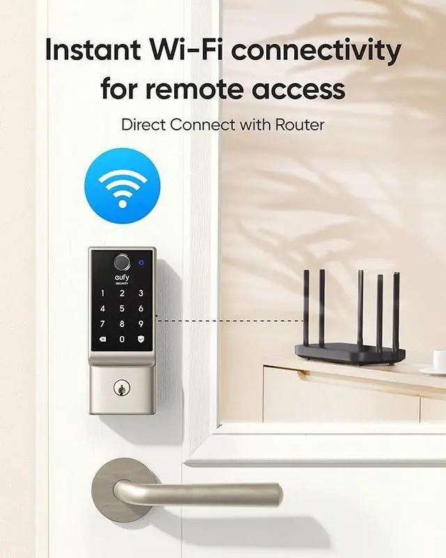 Alt view image 5 of 6 - eufy Security Smart Lock C220, Fingerprint Keyless Entry Door Lock, Built-in Wi-Fi, App Remote Control, Front Door Smart Deadbolt, IP53 Waterproof, 8-Months Battery, Nickel