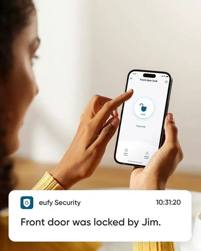 Alt view image 6 of 6 - eufy Security Smart Lock C220, Fingerprint Keyless Entry Door Lock, Built-in Wi-Fi, App Remote Control, Front Door Smart Deadbolt, IP53 Waterproof, 8-Months Battery, Nickel