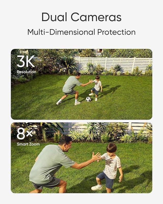 Alt view image 4 of 7 - eufy Floodlight Camera E340 with AC Cable, Security Camera Outdoor, 360° PTZ, 24/7 Recording, 2.4G/5G Wi-Fi, 2000 LM, Motion Detection, Built-in Siren, Dual Cam, HB3 Compatible, No Monthly Fee
