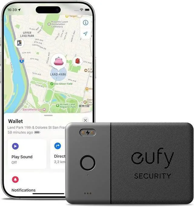Alt view image 2 of 7 - eufy Security SmartTrack Card E30 (Black, 1-Pack), Rechargeable, Works with Apple Find My (iOS Only), Bluetooth Tracker, Perfect for Wallet, Passport, and Laptop, Water Resistant