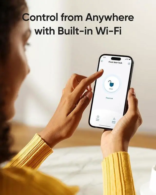 Alt view image 4 of 7 - eufy Security Smart Lock C220 w/Handleset, Fingerprint Keyless Entry Door Lock, Built-in Wi-Fi, App Remote Control, Front Door Deadbolt, 8 Months Battery, IP53 Waterproof, BHMA Certified