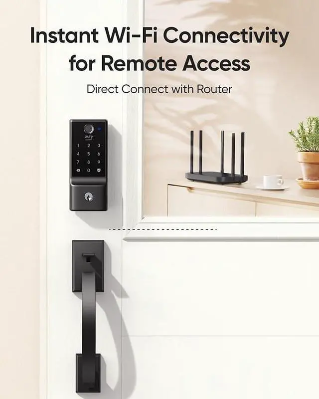 Alt view image 5 of 7 - eufy Security Smart Lock C220 w/Handleset, Fingerprint Keyless Entry Door Lock, Built-in Wi-Fi, App Remote Control, Front Door Deadbolt, 8 Months Battery, IP53 Waterproof, BHMA Certified