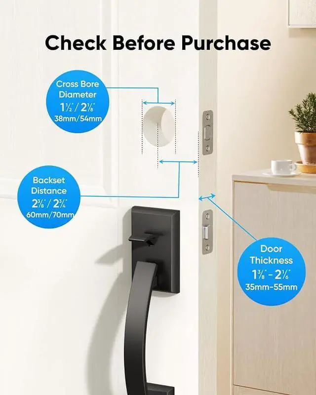 Alt view image 6 of 7 - eufy Security Smart Lock C220 w/Handleset, Fingerprint Keyless Entry Door Lock, Built-in Wi-Fi, App Remote Control, Front Door Deadbolt, 8 Months Battery, IP53 Waterproof, BHMA Certified