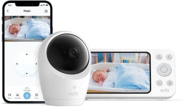 Main image of eufy Security Baby Monitor E20 with 2K HD Camera, 5'' 720p Display, Hybrid Wi-Fi & No Wi-Fi Connection, Pan-Tilt, 4X Zoom, Portable Camera with Built-in Battery, 24/7 Recording in App, ANR