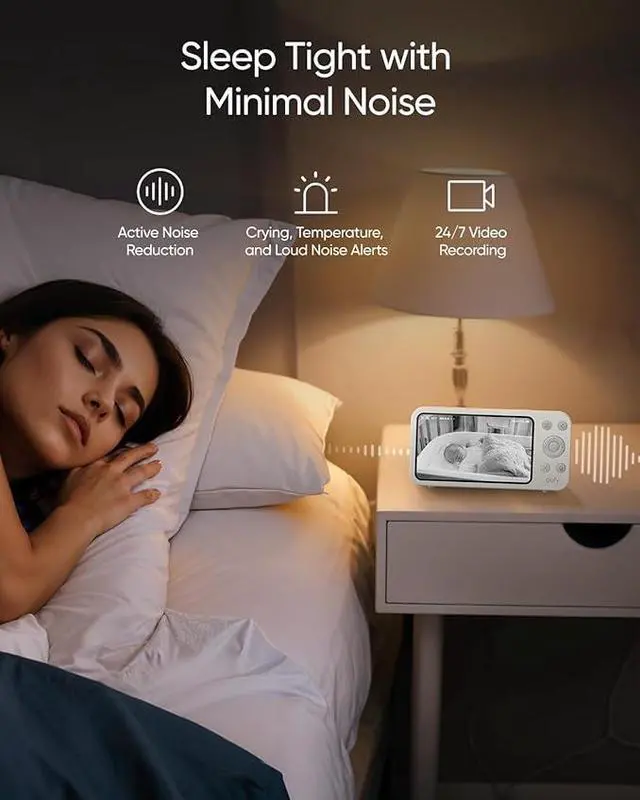 Alt view image 5 of 6 - eufy Security Baby Monitor E20 with 2K HD Camera, 5'' 720p Display, Hybrid Wi-Fi & No Wi-Fi Connection, Pan-Tilt, 4X Zoom, Portable Camera with Built-in Battery, 24/7 Recording in App, ANR