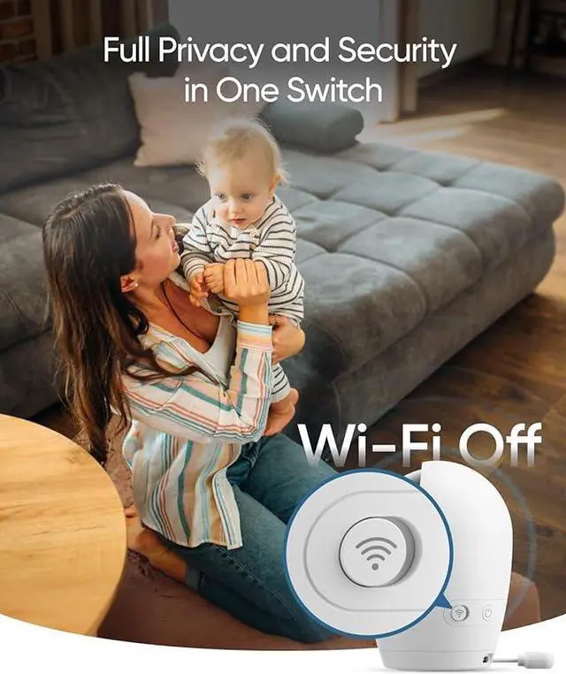 Alt view image 6 of 6 - eufy Security Baby Monitor E20 with 2K HD Camera, 5'' 720p Display, Hybrid Wi-Fi & No Wi-Fi Connection, Pan-Tilt, 4X Zoom, Portable Camera with Built-in Battery, 24/7 Recording in App, ANR
