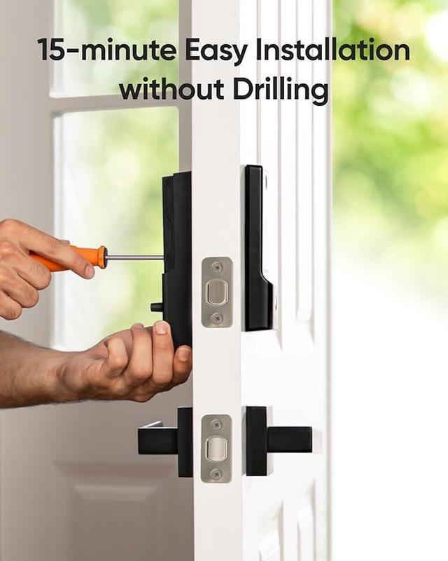 Alt view image 7 of 7 - eufy Security Smart Lock C220 with Door Lever, Fingerprint Keyless Entry Door Lock, Built-in Wi-Fi, App Remote Control, Front Door Deadbolt, 8 Months Battery, Reliable Power, IP53 Waterproof