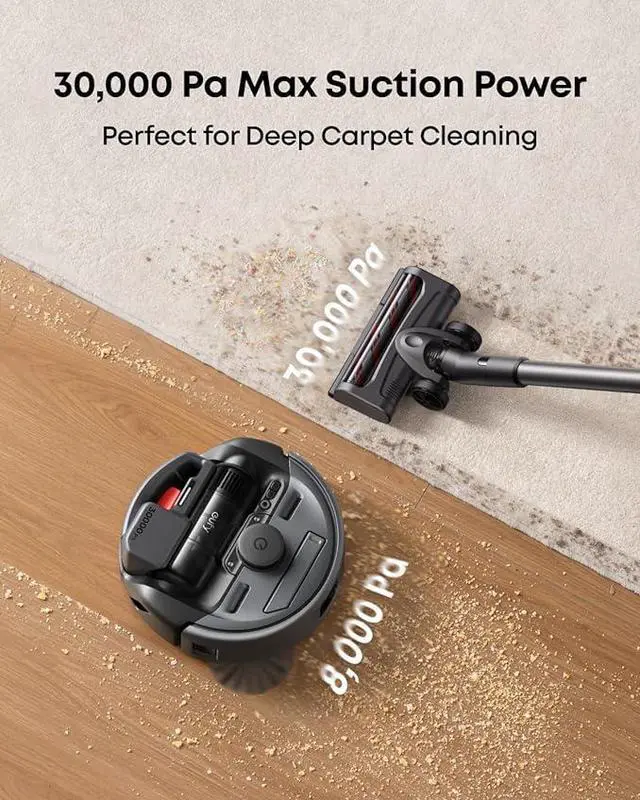 Alt view image 3 of 6 - eufy Robot Vacuum 3-in-1 E20,Versatile Self Emptying, Max 30,000 pa, Five-Stage Filtration System, Flash Charging, Precise Obstacle Avoidance,Pro-Detangle Comb, Perfect for Carpet, Crevices, Stairs