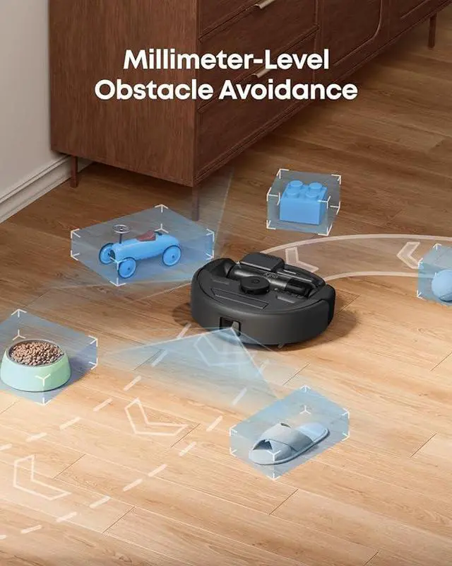 Alt view image 6 of 6 - eufy Robot Vacuum 3-in-1 E20,Versatile Self Emptying, Max 30,000 pa, Five-Stage Filtration System, Flash Charging, Precise Obstacle Avoidance,Pro-Detangle Comb, Perfect for Carpet, Crevices, Stairs