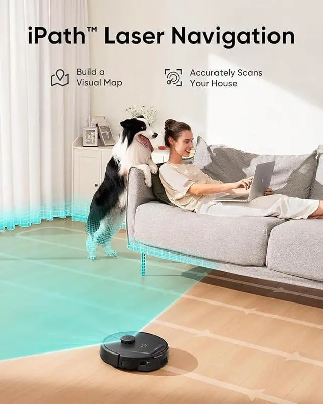 Alt view image 3 of 7 - eufy L60 Robotic Vacuum, Ultra-Strong 5,000 Pa Suction, and iPath Laser Navigation for Floor Hair Deep Cleaning (Renewed)