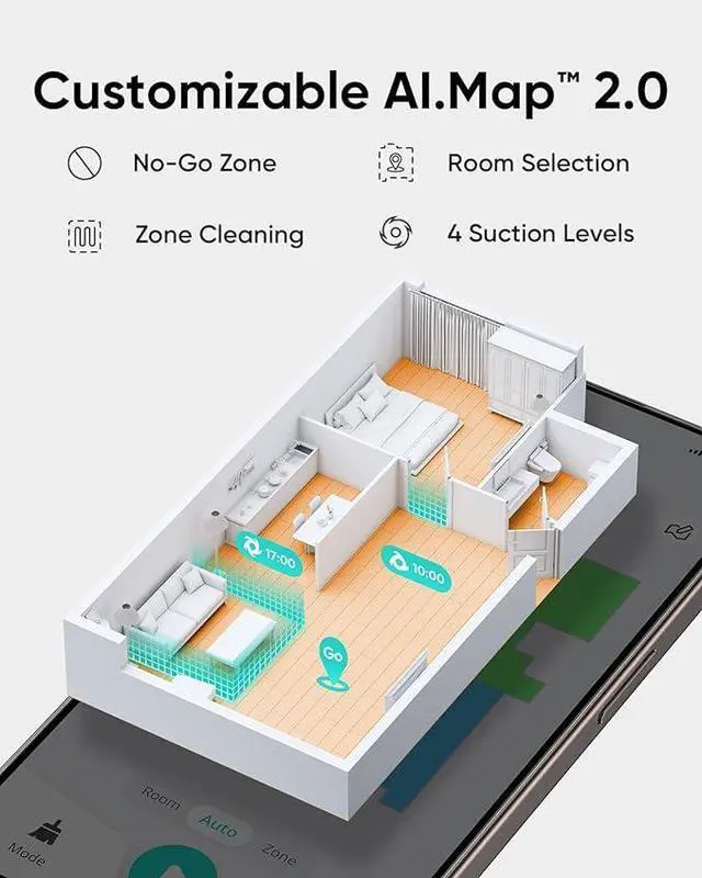 Alt view image 4 of 7 - eufy L60 Robotic Vacuum, Ultra-Strong 5,000 Pa Suction, and iPath Laser Navigation for Floor Hair Deep Cleaning (Renewed)