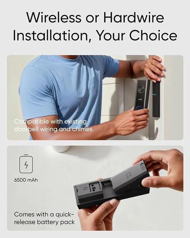 Alt view image 4 of 7 - eufy Video Doorbell Camera C31, 2K FHD Battery or Hardwire Powered, Easy to Install, Quick-Release Battery, Live Video Call, 24/7 Recording, Human & Motion Detection, No Monthly Fee (Renewed)