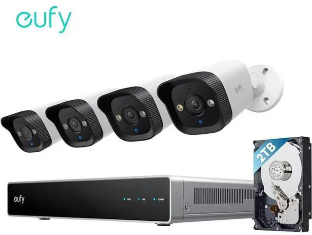 Alt view image 8 of 14 - eufy PoE NVR Security System E40, 24/7 Recording,Up to 16CH, 2TB HDD, 4 4K Bullet Cams, Wired Outdoor Cam, 4K UHD, 122° FOV, Color Night Vision, AI Detection, Red and Blue Strobe