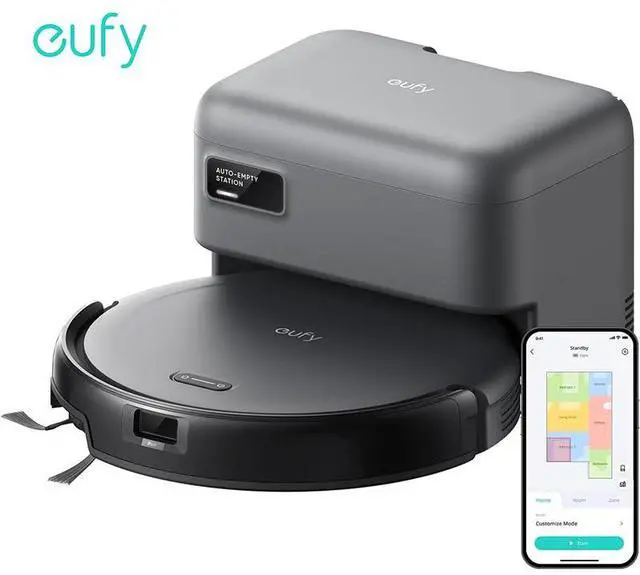 Main image of eufy C10 Robot Vacuum Self Emptying, 8 Weeks Hands Free, Advanced Smart Mapping with LiDAR Navigation, 2.85-Inch Slim Design, Powerful Suction, Edge Expansion Brush for Pet Hair