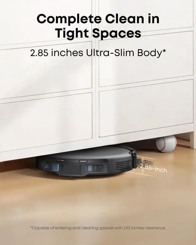 Alt view image 5 of 7 - eufy C10 Robot Vacuum Self Emptying, 8 Weeks Hands Free, Advanced Smart Mapping with LiDAR Navigation, 2.85-Inch Slim Design, Powerful Suction, Edge Expansion Brush for Pet Hair