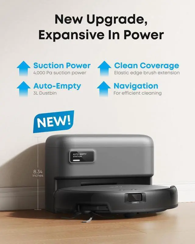 Alt view image 3 of 7 - eufy C10 Robot Vacuum Self Emptying, 8 Weeks Hands Free, Advanced Smart Mapping with LiDAR Navigation, 2.85-Inch Slim Design, Powerful Suction, Edge Expansion Brush for Pet Hair