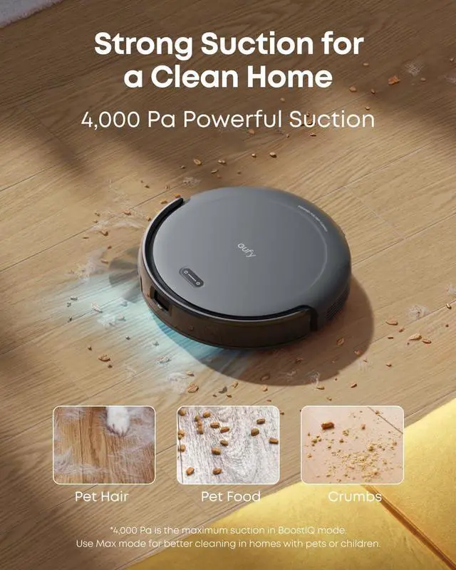 Alt view image 6 of 7 - eufy C10 Robot Vacuum Self Emptying, 8 Weeks Hands Free, Advanced Smart Mapping with LiDAR Navigation, 2.85-Inch Slim Design, Powerful Suction, Edge Expansion Brush for Pet Hair