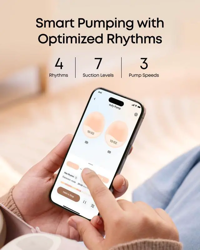 Alt view image 5 of 6 - eufy Security Heated Breast Pump Hands-Free E20, Wearable with Innovative HeatFlow, 3 Heat Levels, Optimized Rhythm via App, Hospital-Grade Suction, Leakproof, Ultra-Slim and Quiet for in-Bra Use