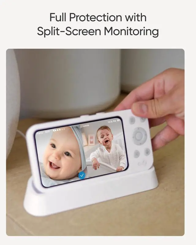 Alt view image 3 of 6 - eufy Baby Monitor E21 Add-On Camera, 4K UHD Resolution, 330° Pan and 60° Tilt, 8× Zoom, Night Vision, 5000mAh Built-in Battery, ANR