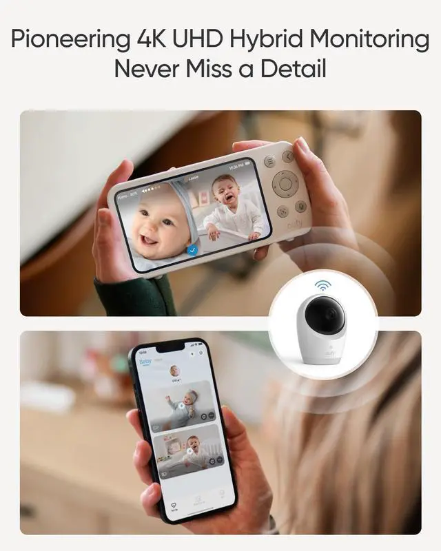 Alt view image 2 of 6 - eufy Baby Monitor E21 Add-On Camera, 4K UHD Resolution, 330° Pan and 60° Tilt, 8× Zoom, Night Vision, 5000mAh Built-in Battery, ANR