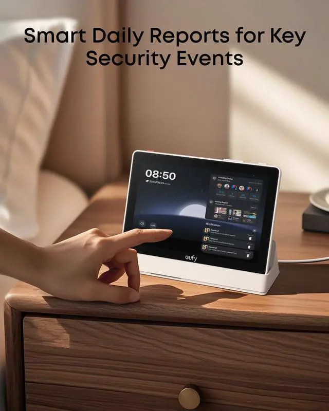Alt view image 4 of 6 - eufy Security eufy Smart Display E10, Smart Home Hub, 8" Control Panel, Compatible Devices, Four Views on One Screen, Instant Door Alerts, Daily Event Reports, One Tap Control
