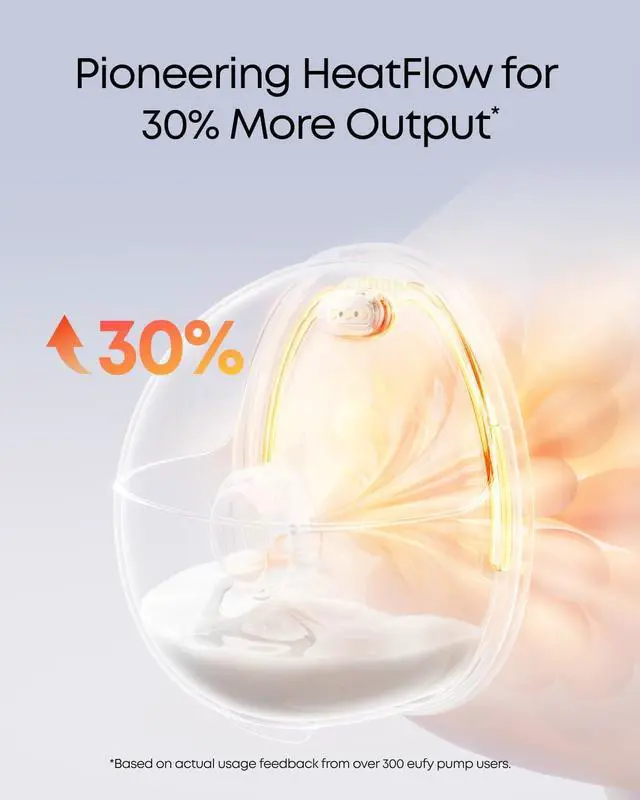 Alt view image 3 of 7 - eufy Security Heated Wearable Breast Pump S1 Pro, Slim Hands-Free with Industry-Leading HeatFlow Tech, Wireless Charging Case, App-Controlled OptiRhythm, Hospital-Grade Suction, in-Bra Use
