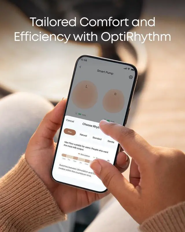Alt view image 6 of 7 - eufy Security Heated Wearable Breast Pump S1 Pro, Slim Hands-Free with Industry-Leading HeatFlow Tech, Wireless Charging Case, App-Controlled OptiRhythm, Hospital-Grade Suction, in-Bra Use