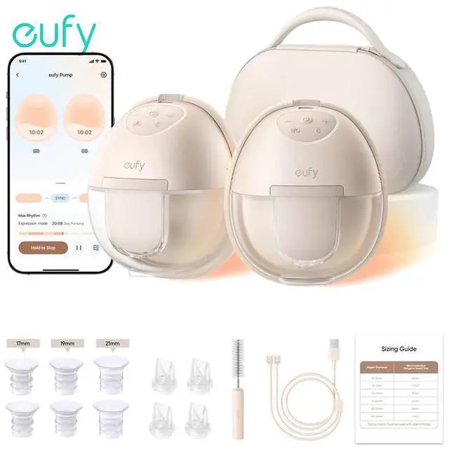 Main image of eufy Security Heated Wearable Breast Pump S1 Pro, Slim Hands-Free with Industry-Leading HeatFlow Tech, Wireless Charging Case, App-Controlled OptiRhythm, Hospital-Grade Suction, in-Bra Use