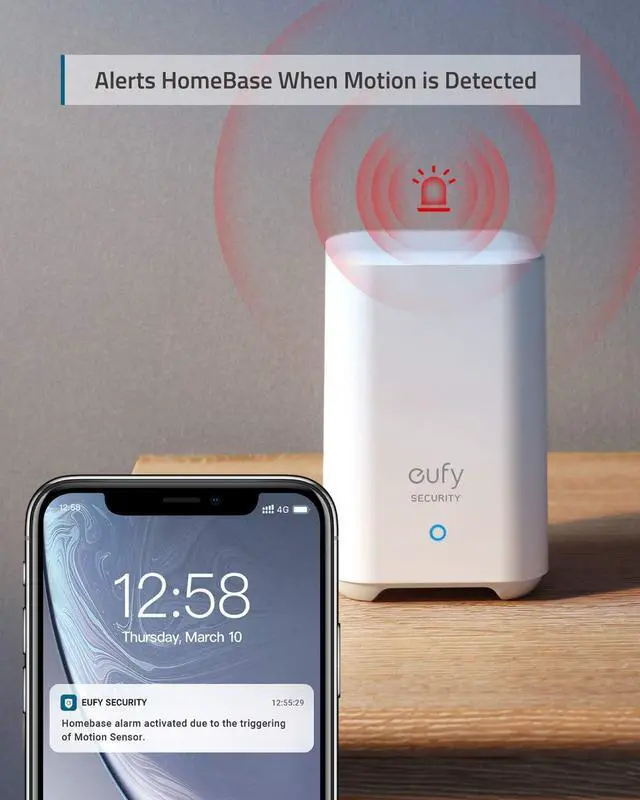 Alt view image 12 of 14 - eufy Security Home Alarm System Motion Sensor, 100° Coverage, 30ft Detection Range, 2-Year Battery Life, Adjustable Sensitivity, Requires eufy Security HomeBase, Links with HomeBase-Connected Devices
