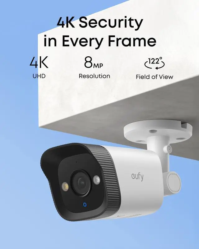 Alt view image 2 of 7 - eufy PoE Bullet Security Camera E40, NVR Add On Cam, 4K UHD, 122° FOV, F1.6 Color Night Vision, 24/7 Recording, Human/Vehicle/Pet AI Detection, Red and Blue Strobe, Plug and Play