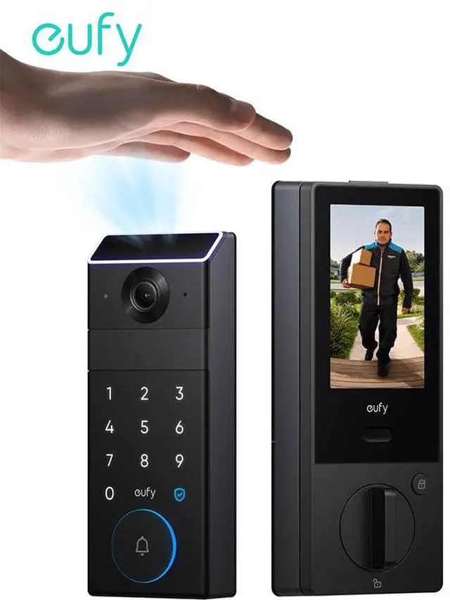 Main image of eufy FamiLock S3 Max Smart Lock with Palm Vein Recognition - Keyless Entry Door Lock for Front Door, 3-in-1 Wi-Fi Keypad Deadbolt+ 2K HDR Camera+ Doorbell, ANSI/BHMA Grade 1, Rear Lock Video Screen