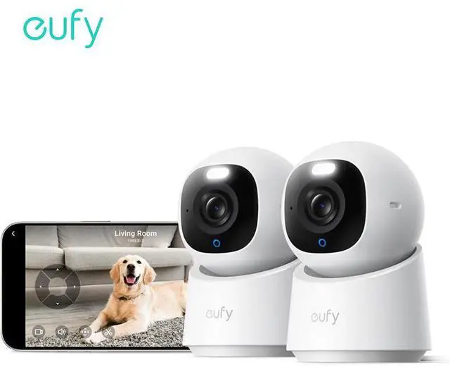 Main image of eufy Indoor Cam E30 2-Cam Kit, Latest Generation, 4K UHD Security Camera, Pet/Dog/Baby Camera with Phone app, Color Night Vision, Human/Pet Auto Tracking, 360 Pan-Tilt, Works with Homekit