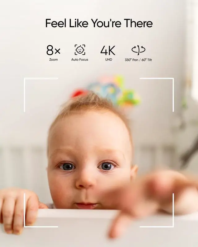 Alt view image 4 of 7 - eufy Security Baby Monitor E21 with 4K UHD Camera, 5'' 720p Display, 8X Zoom, Hybrid Wi-Fi and No Wi-Fi Connection, 24/7 Recording in app, Pan-Tilt, Portable Camera with Built-in Battery, ANR