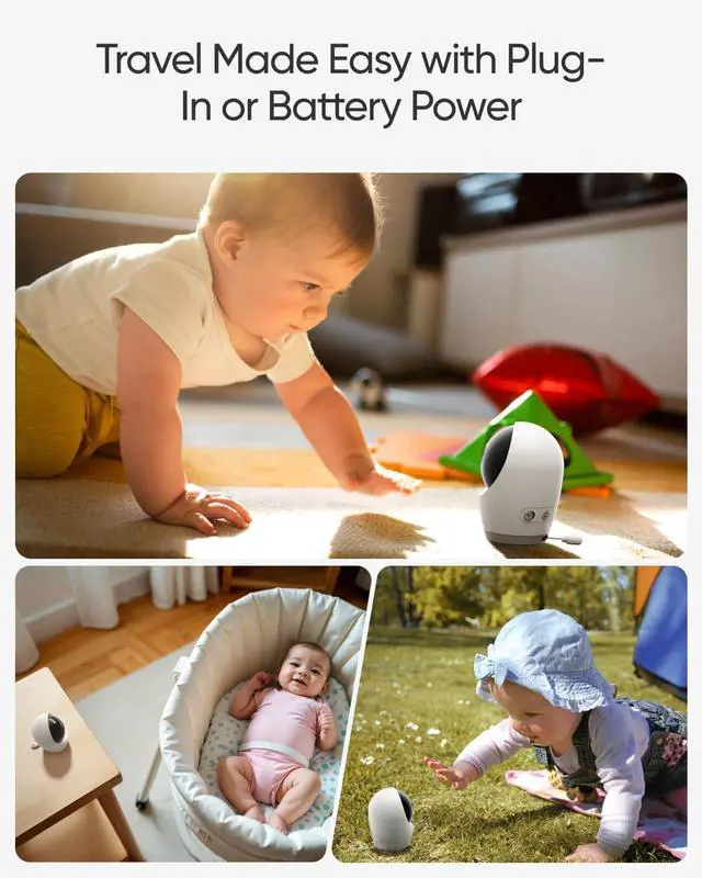 Alt view image 5 of 7 - eufy Security Baby Monitor E21 with 4K UHD Camera, 5'' 720p Display, 8X Zoom, Hybrid Wi-Fi and No Wi-Fi Connection, 24/7 Recording in app, Pan-Tilt, Portable Camera with Built-in Battery, ANR