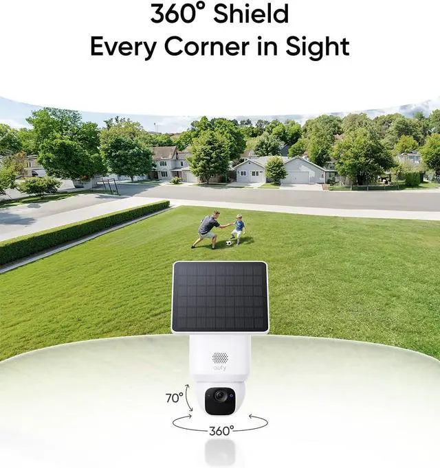 Alt view image 9 of 13 - eufy Security SoloCam E30, 2 Pack, Security Cameras Wireless Outdoor, Solar Camera Outdoor Wireless, 360° Pan, AI Tracking, 2K Clarity, No Monthly Fee, Supports Only 2.4GHz 4 Pack+Homebase 2