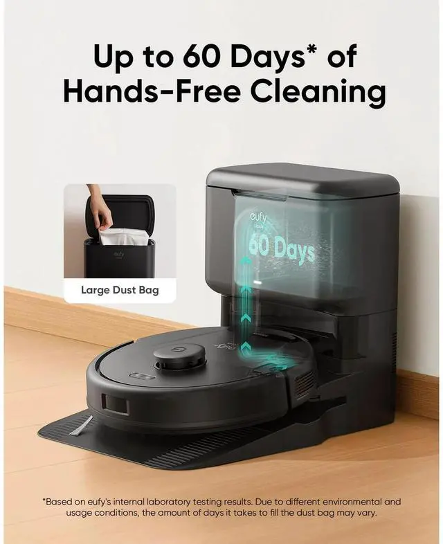 Alt view image 3 of 5 - eufy L60 Robot Vacuum with Self Empty Station, Hair Detangling Technology, Up to 60 Days Hands Free Cleaning, 5,000 Pa Suction (Refurbished acceptable)