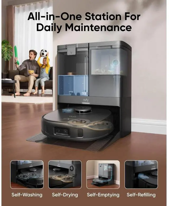 Alt view image 2 of 7 - eufy RoboVac X10 Pro Omni 8000 Pa Powerful Suction Official 6Pack Dust Bag Set Included