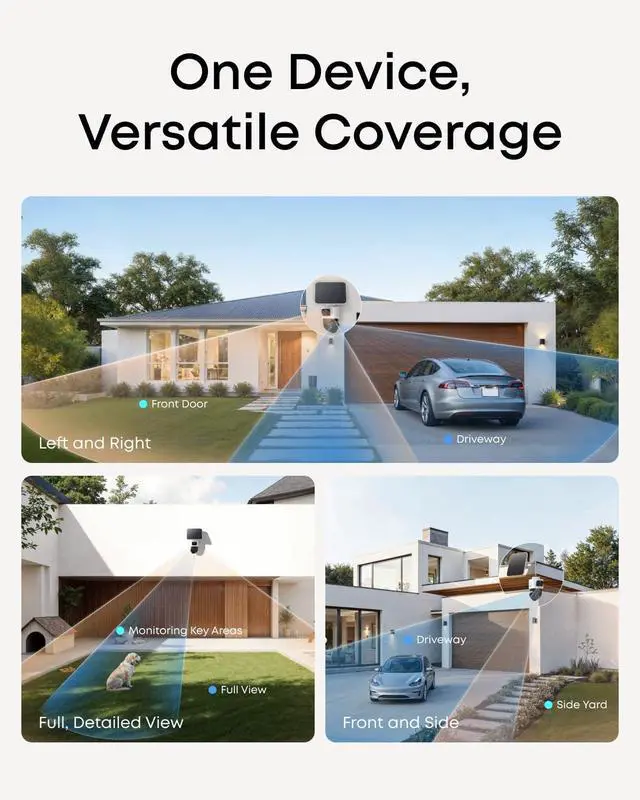 Alt view image 2 of 7 - eufy Security eufyCam S4 2-Cam Kit,4K Solar Camera Wireless Outdoor, Triple Lens Bullet-PTZ Cam, 360° View, Cross-Cam Track, AI Recognition, 8X Zoom, Color Night Vision, 0 Monthly Fee, Local Storage